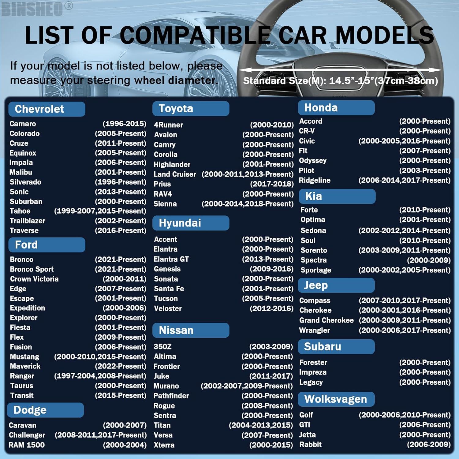 Cubierta de Volante Binsheo de Cuero Universal 38 cm Negro y Azul