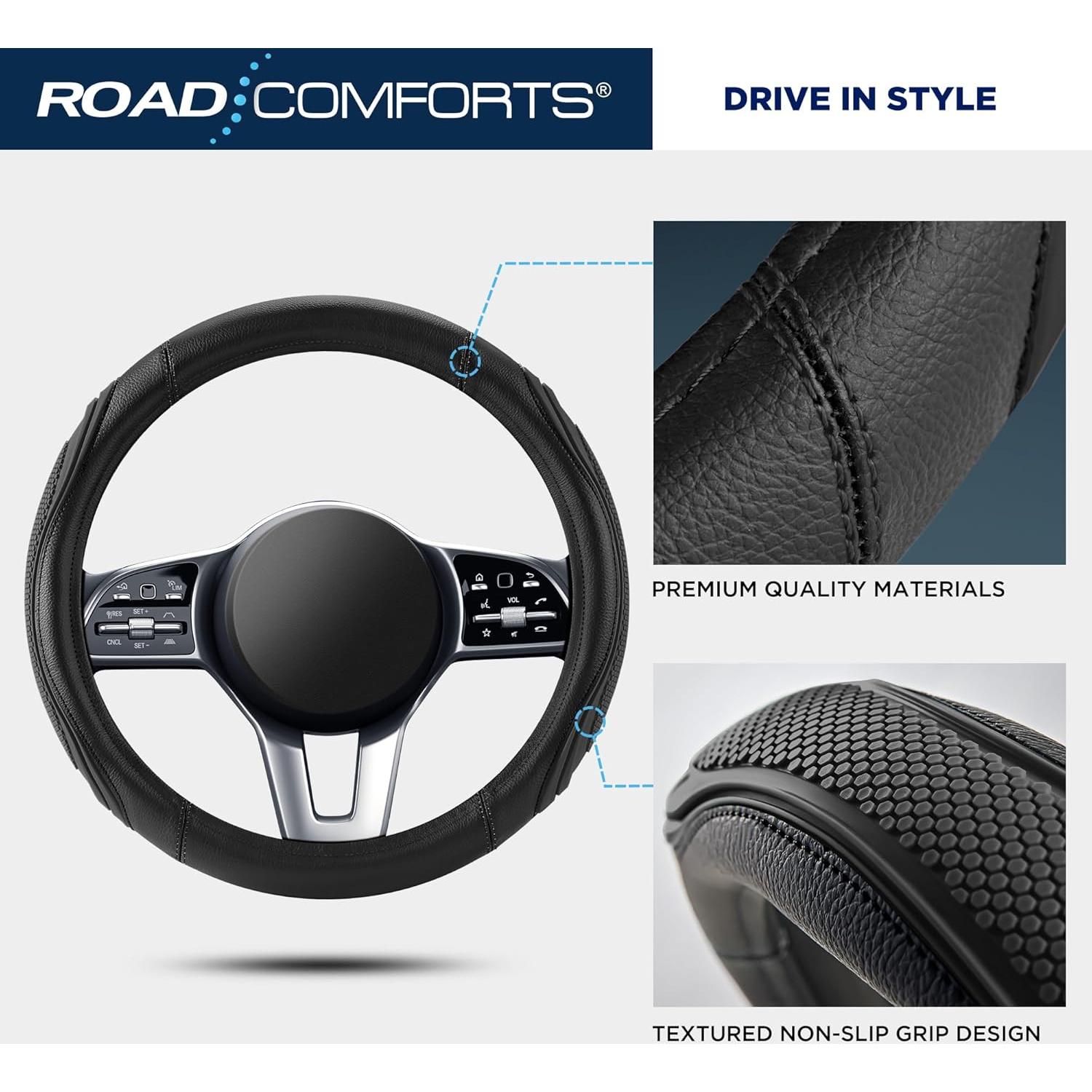 Cubierta de Volante Road Comforts - Funda de Cuero 36.8-38.1 cm