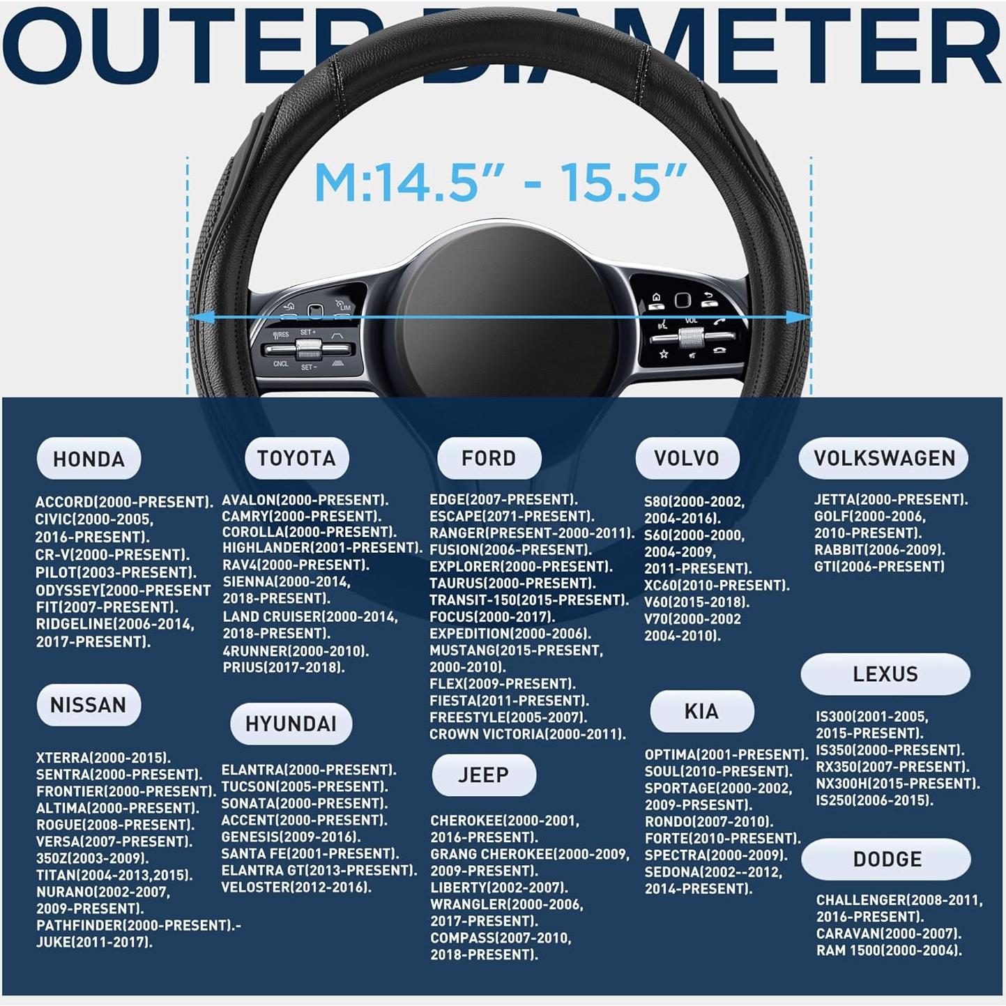 Cubierta de Volante Road Comforts - Funda de Cuero 36.8-38.1 cm