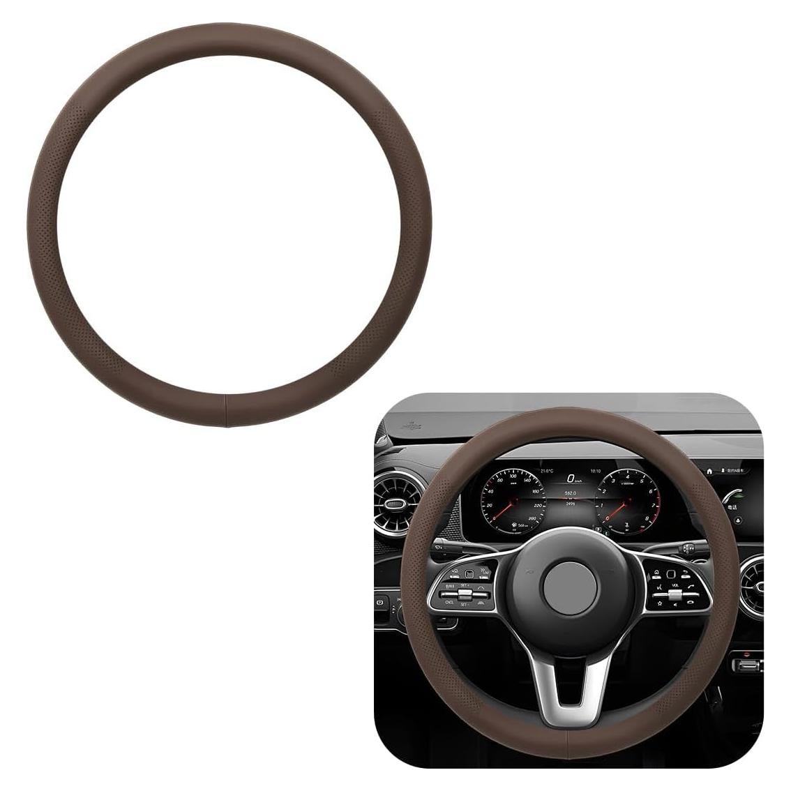 Funda de Volante de Coche Yourkar 38.1 cm Cuero Marrón