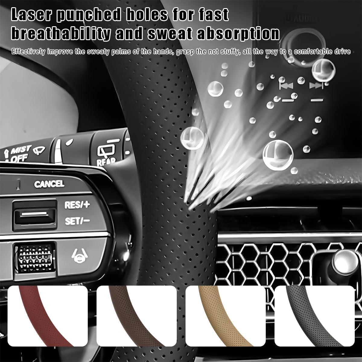 Funda de Volante de Coche Yourkar 38.1 cm Cuero Marrón