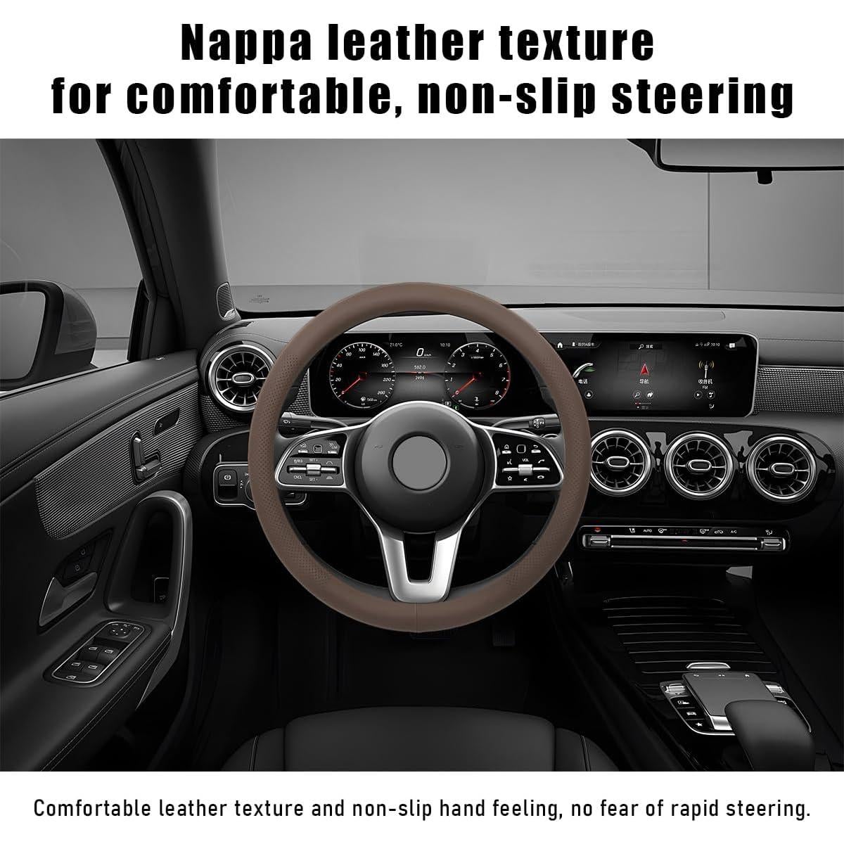 Funda de Volante de Coche Yourkar 38.1 cm Cuero Marrón