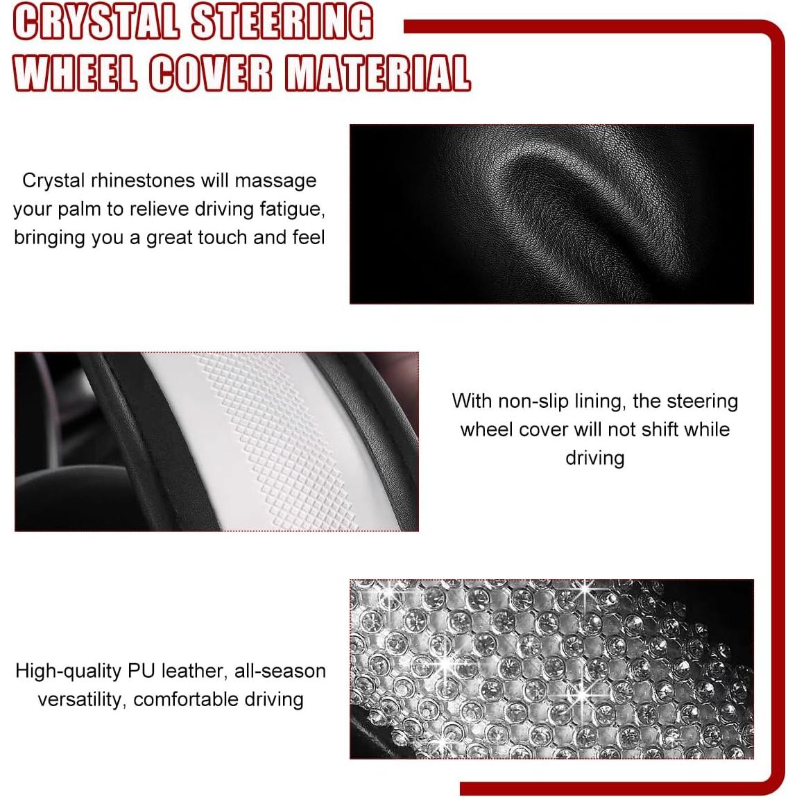 Cubierta de Volante de Coche Brillante Povtii 38 cm Antideslizante