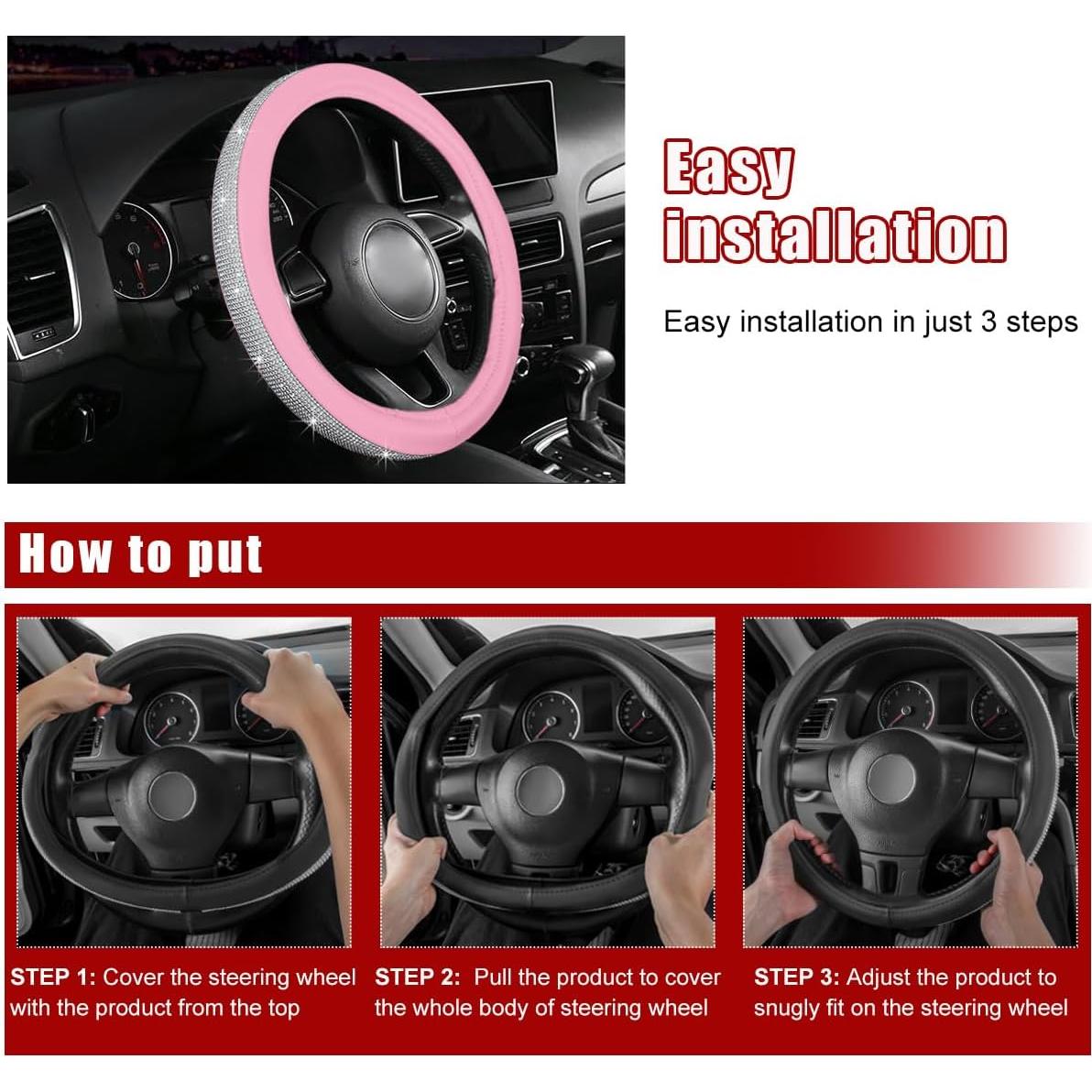 Cubierta de Volante de Coche Brillante Povtii 38 cm Antideslizante