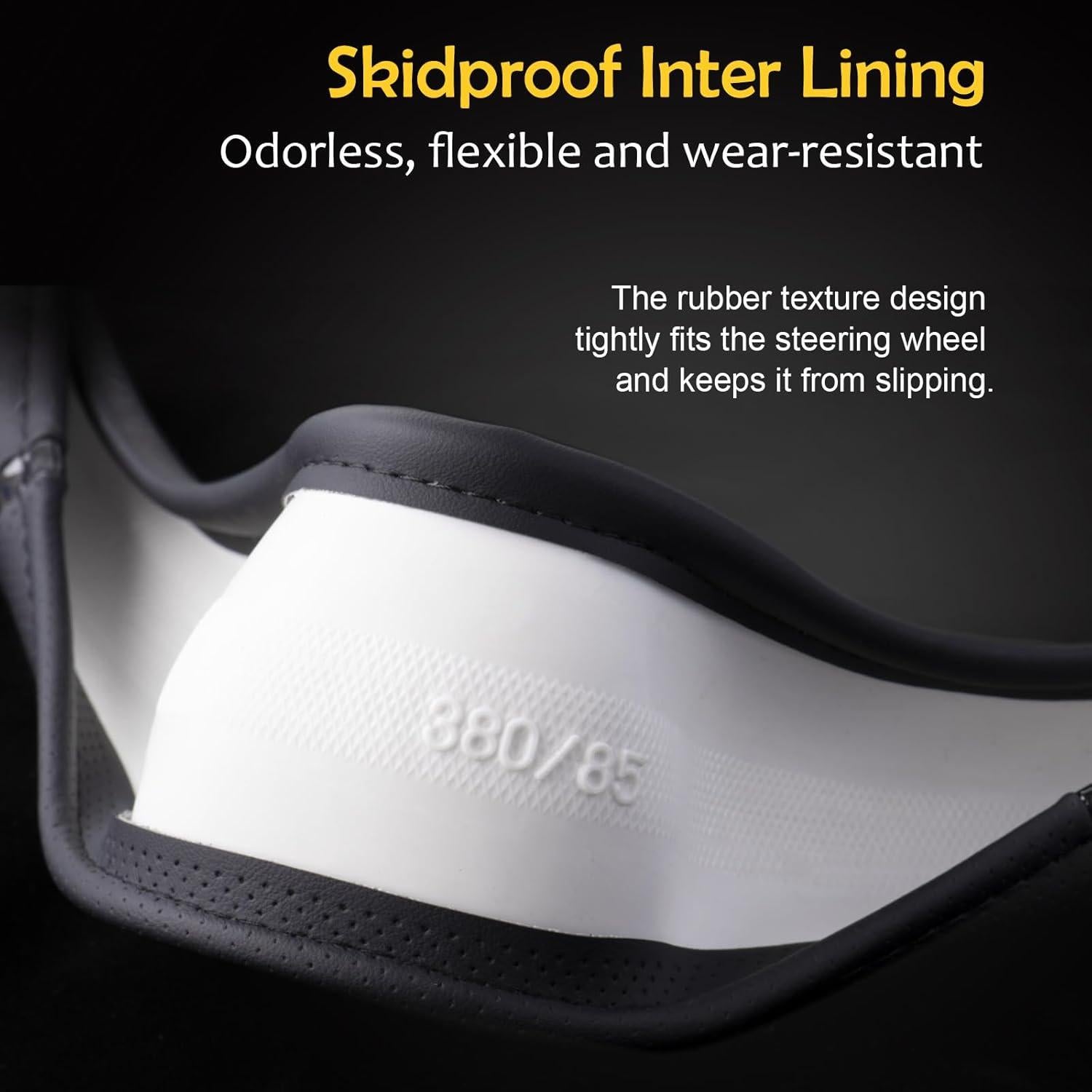 Cubierta de Volante Muamos Negra 37-38 cm Microfibra Antideslizante