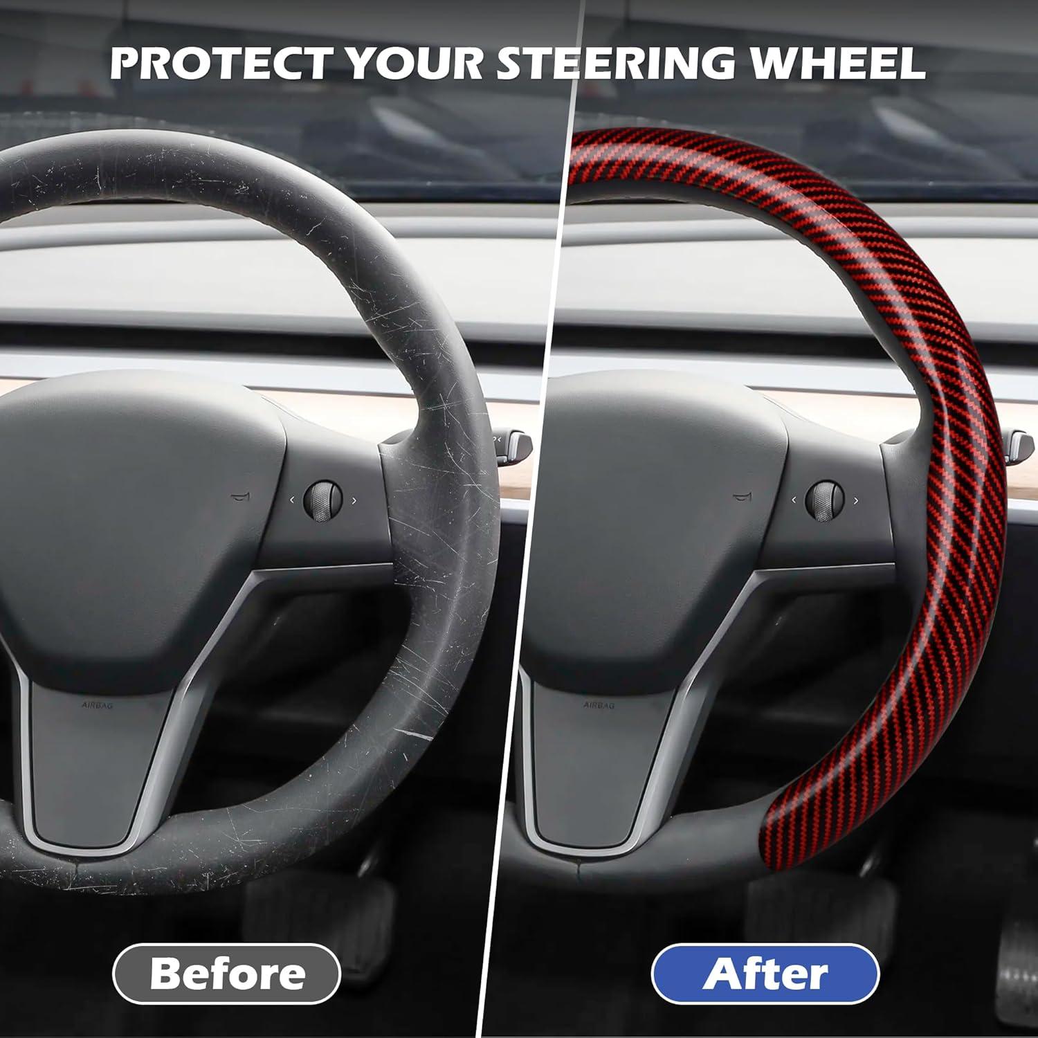 Cubierta de Volante de Cuero Frani 38 cm Antideslizante Roja