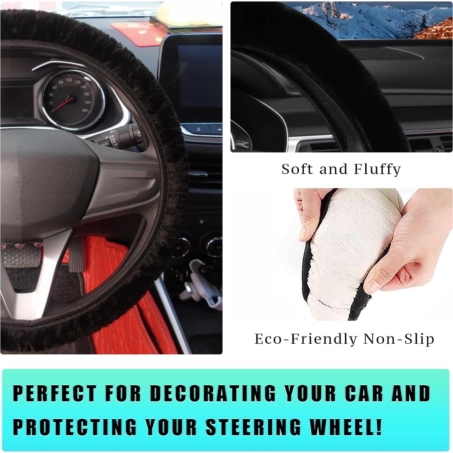 Cubierta de Volante de Felpa Ziciner 38 cm Antideslizante Negro