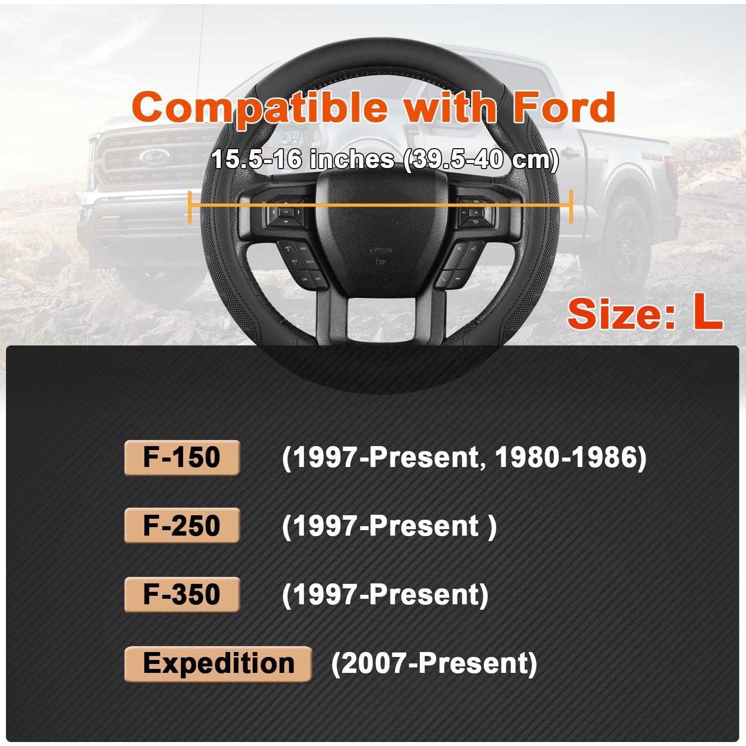 Cubierta de Volante GIANT PANDA para Ford F-Series 15.5-16" Negro