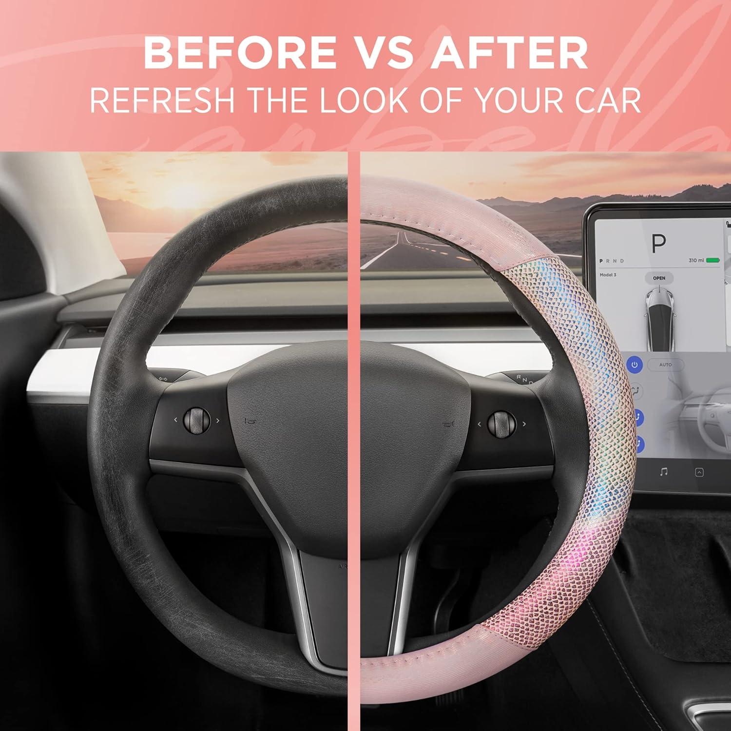 Cubierta de Volante Arcoíris Carbella 15" Multicolor para Auto