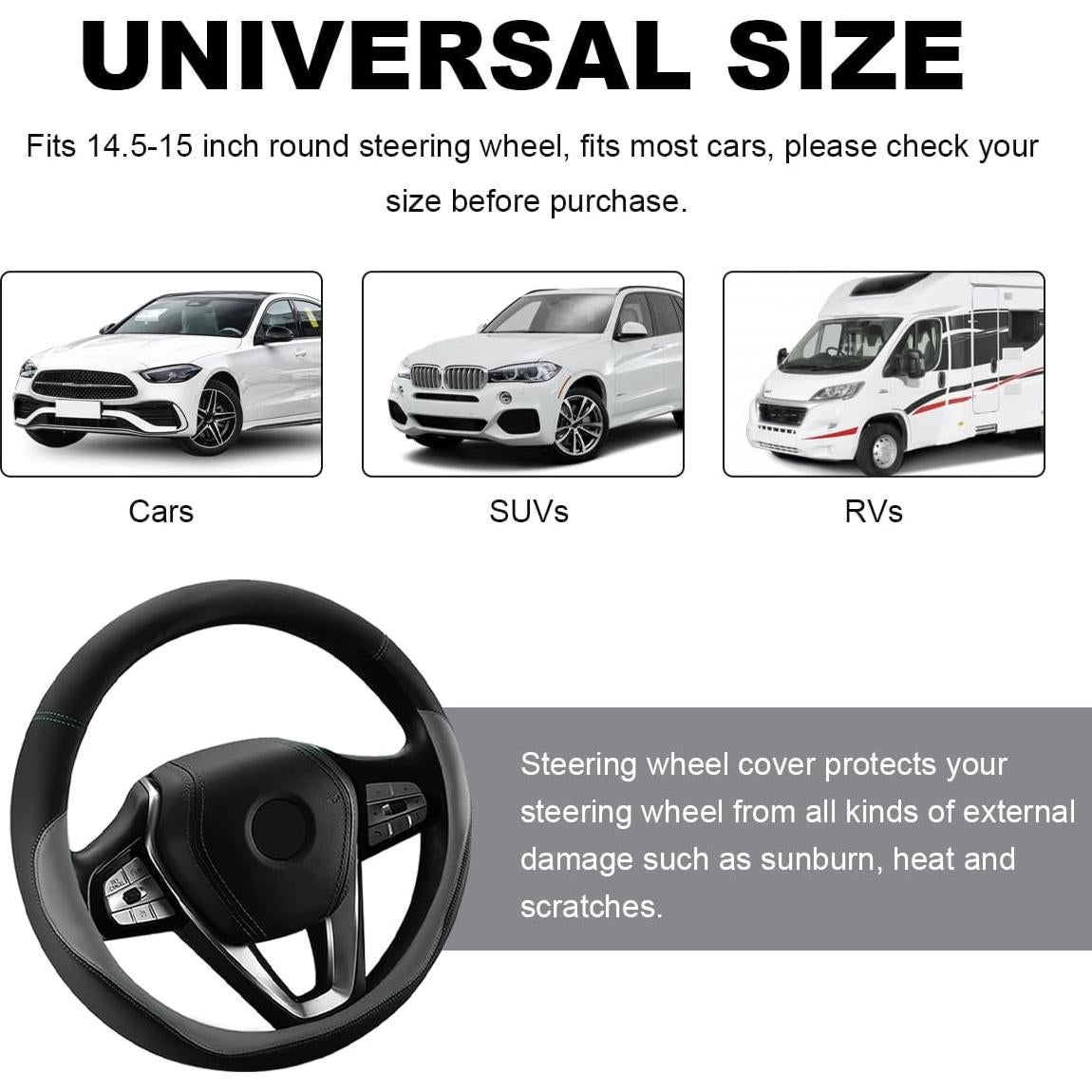 Funda de Volante Wevdn Gris Universal de Cuero Antideslizante