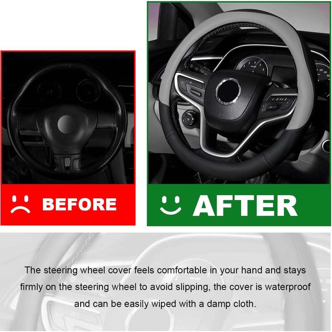 Funda de Volante Wevdn Gris Universal de Cuero Antideslizante