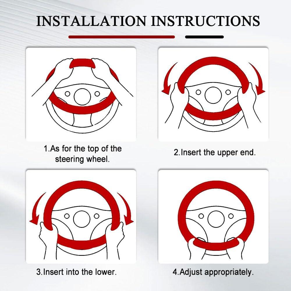 Funda de Volante de Coche QZTYTY 15" Fibra de Carbono Antideslizante