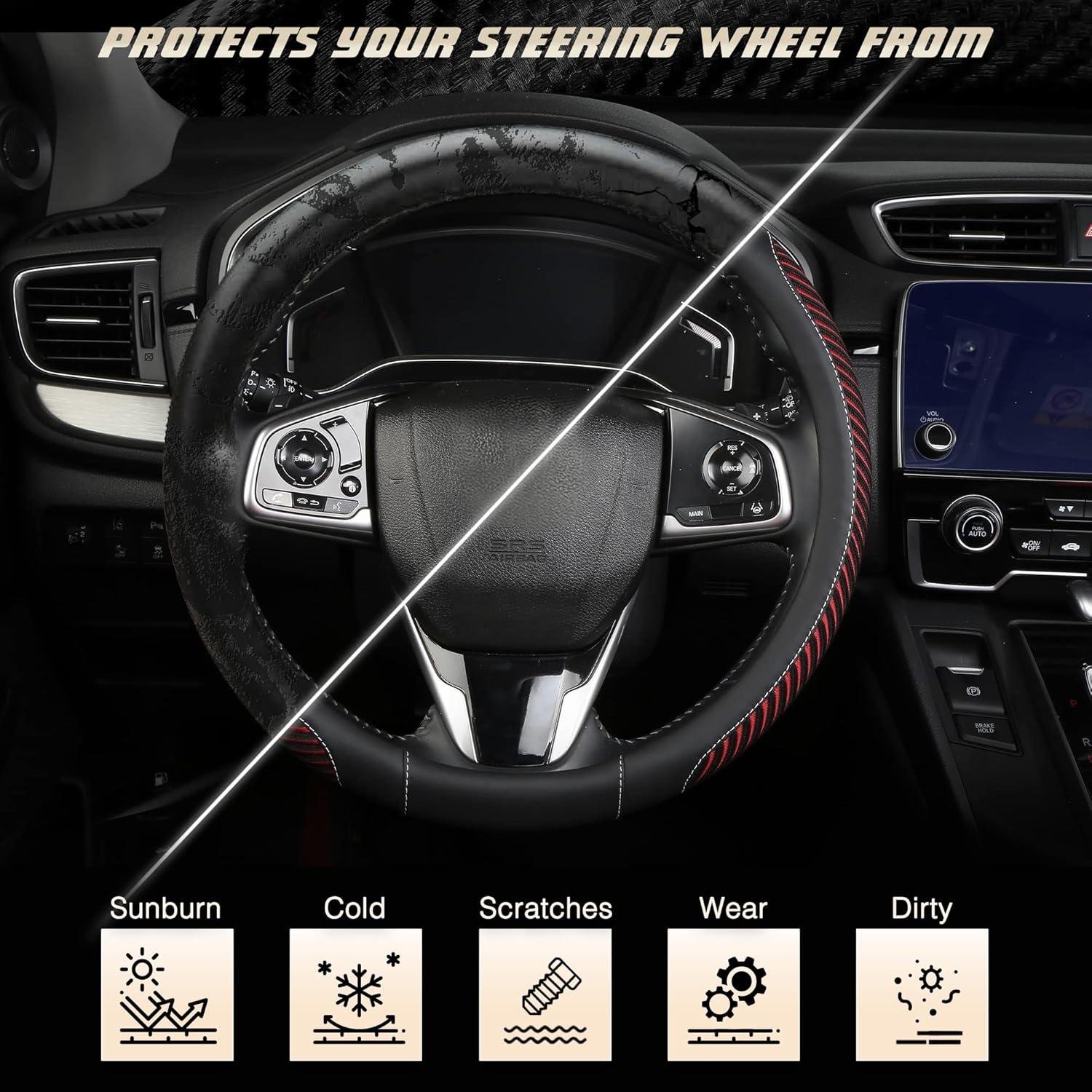 Funda de Volante BOKIN Universal 37.5 cm Cuero Microfibra Rojo