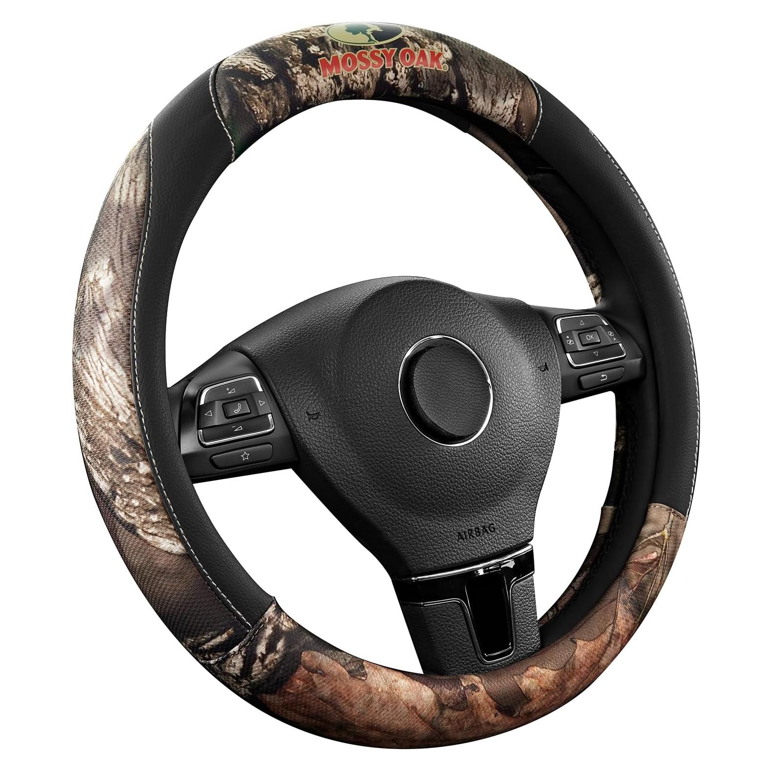 Cubierta de Volante Mossy Oak Negra - Cuero Premium Universal 36.8-38.1 cm