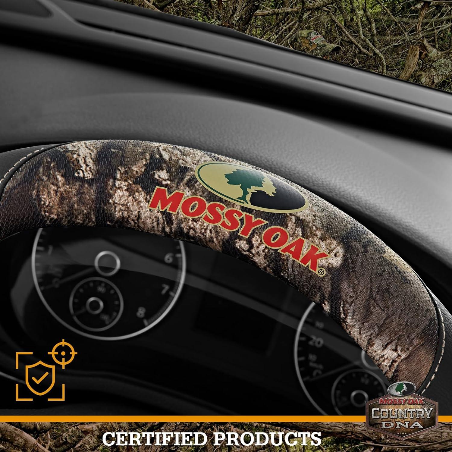 Cubierta de Volante Mossy Oak Negra - Cuero Premium Universal 36.8-38.1 cm