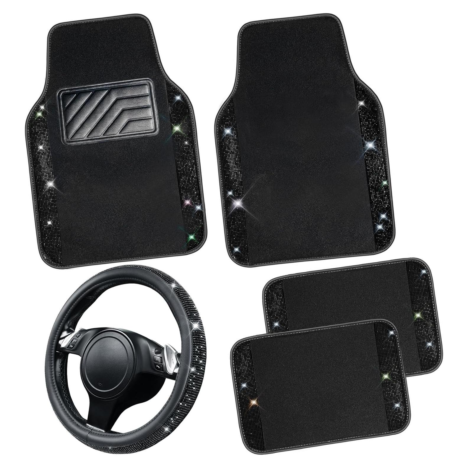 Juego de Alfombrillas y Cubierta de Volante CAR PASS Negro