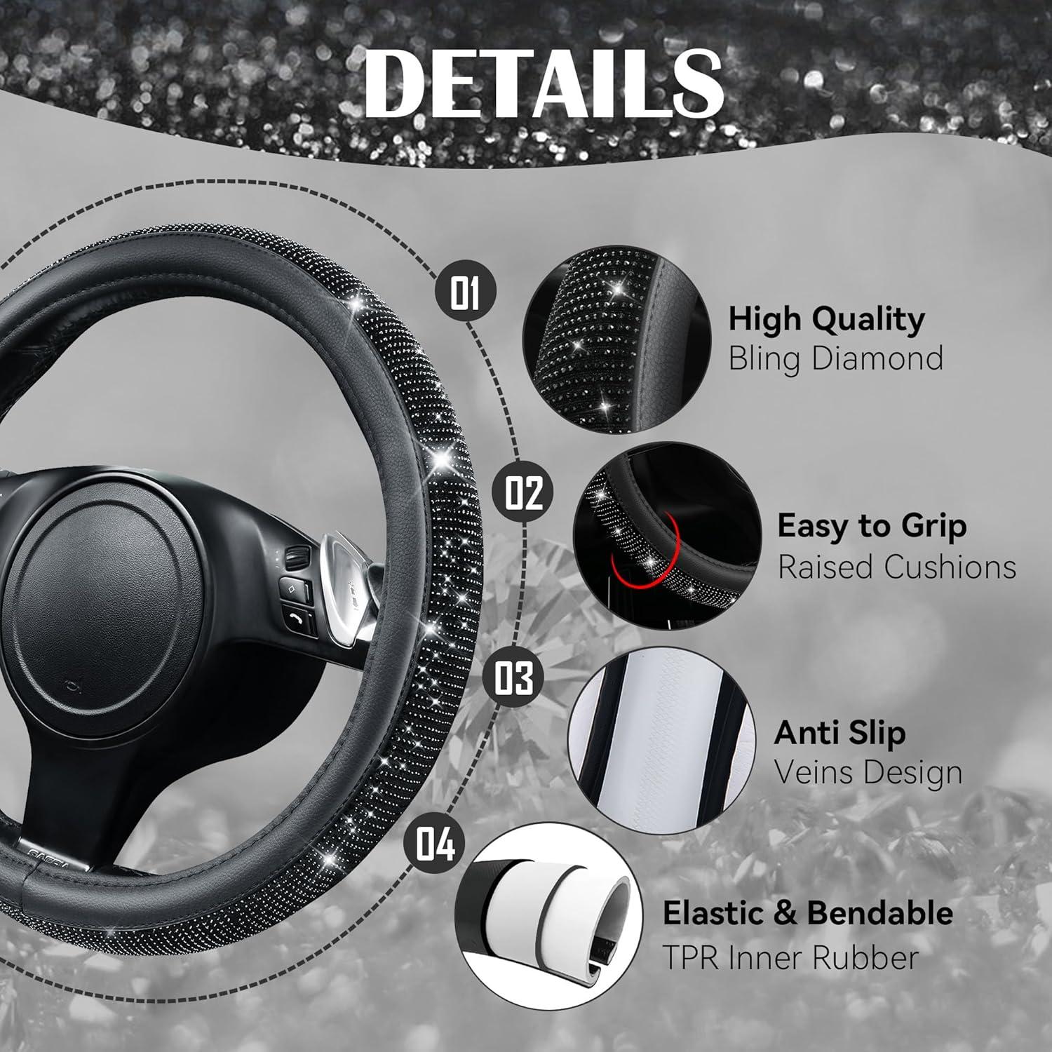 Juego de Alfombrillas y Cubierta de Volante CAR PASS Negro