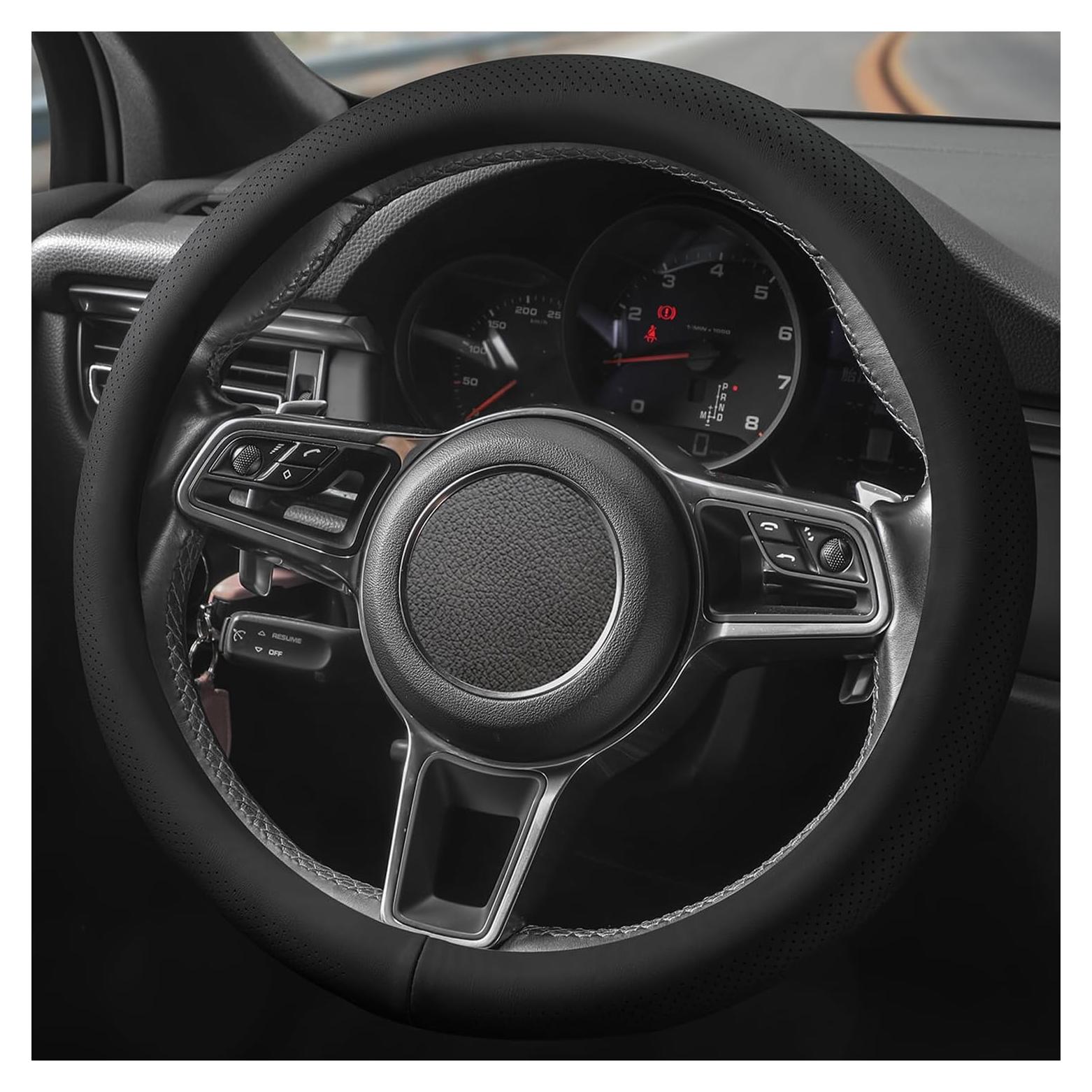 Cubierta de Volante de Cuero Genuino SthExtra 37-38.5 cm Negra