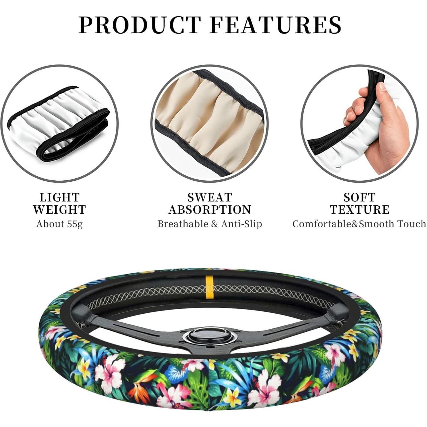 Cubierta de Volante Universal WENYINDIAN 38cm Flores Hawaianas