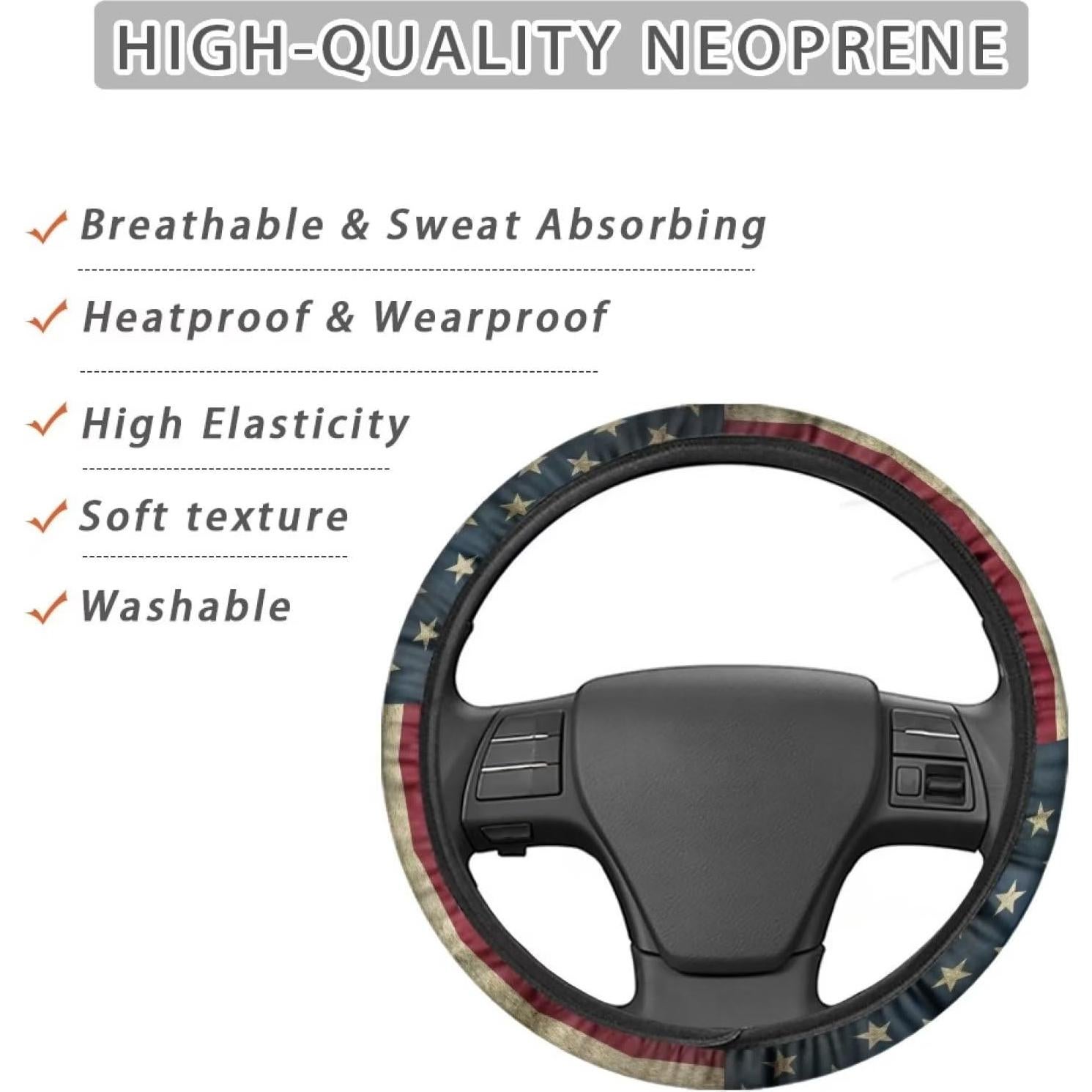 Cubierta de Volante Yewattles Bandera Americana 38 cm Universal