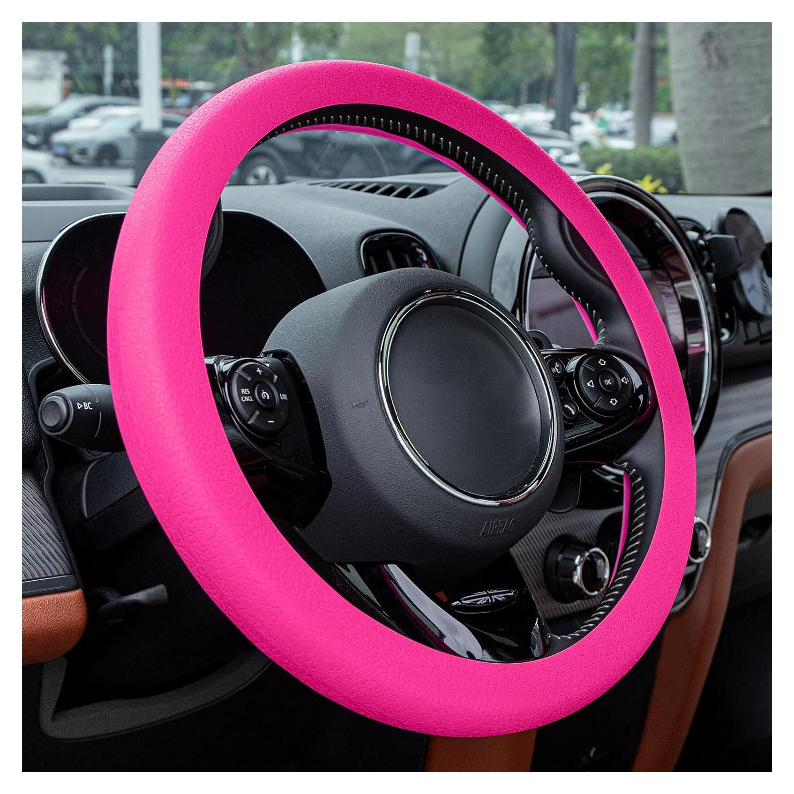 Cubierta de Volante de Silicona Rosa Spurtar 15 Pulgadas