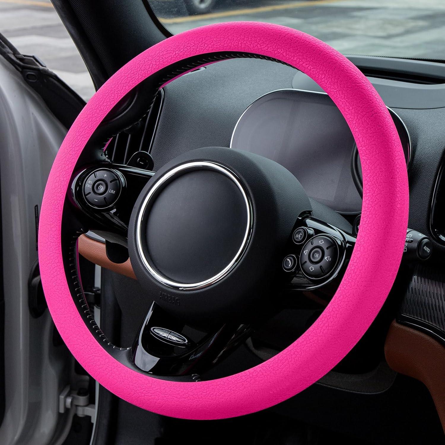 Cubierta de Volante de Silicona Rosa Spurtar 15 Pulgadas