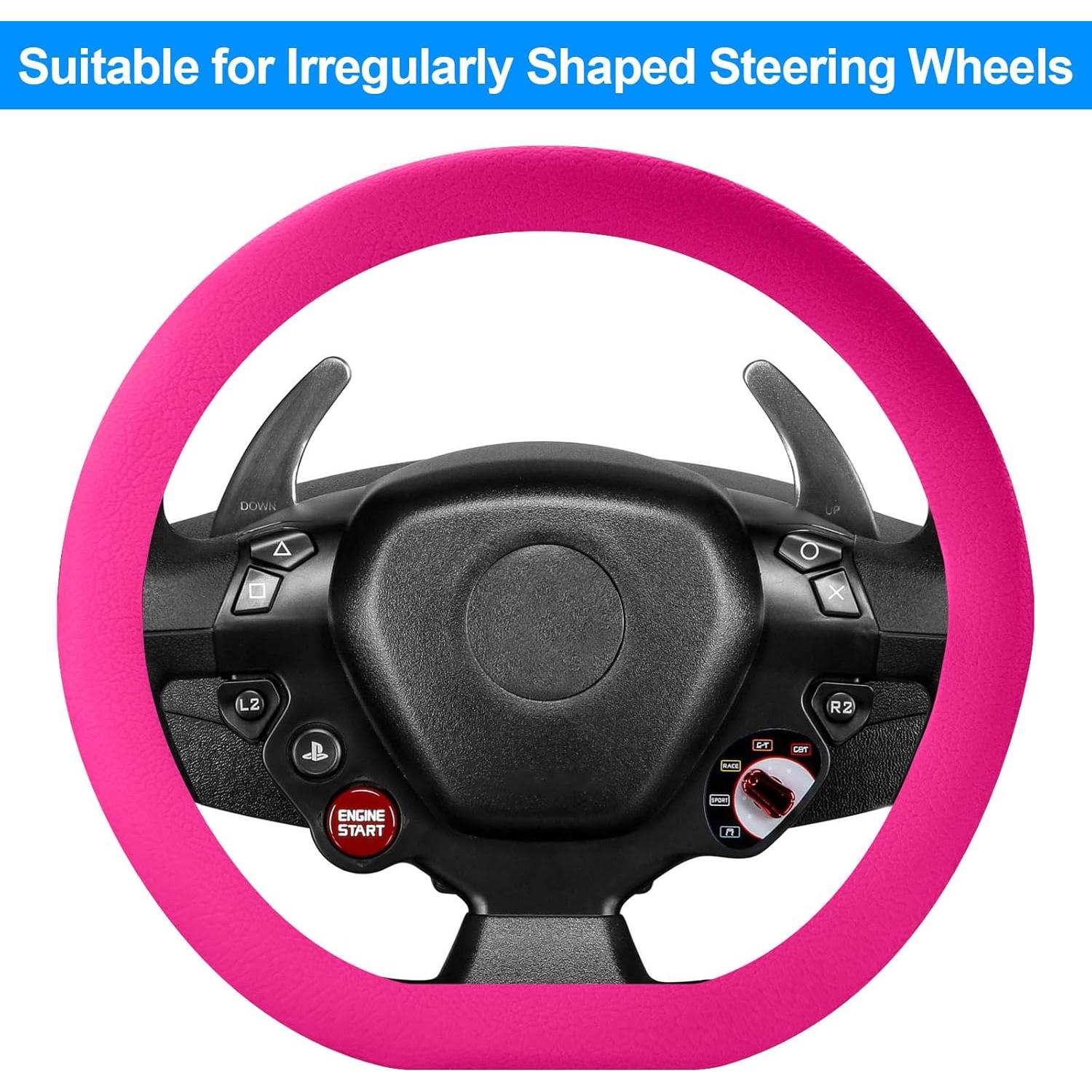 Cubierta de Volante de Silicona Rosa Spurtar 15 Pulgadas