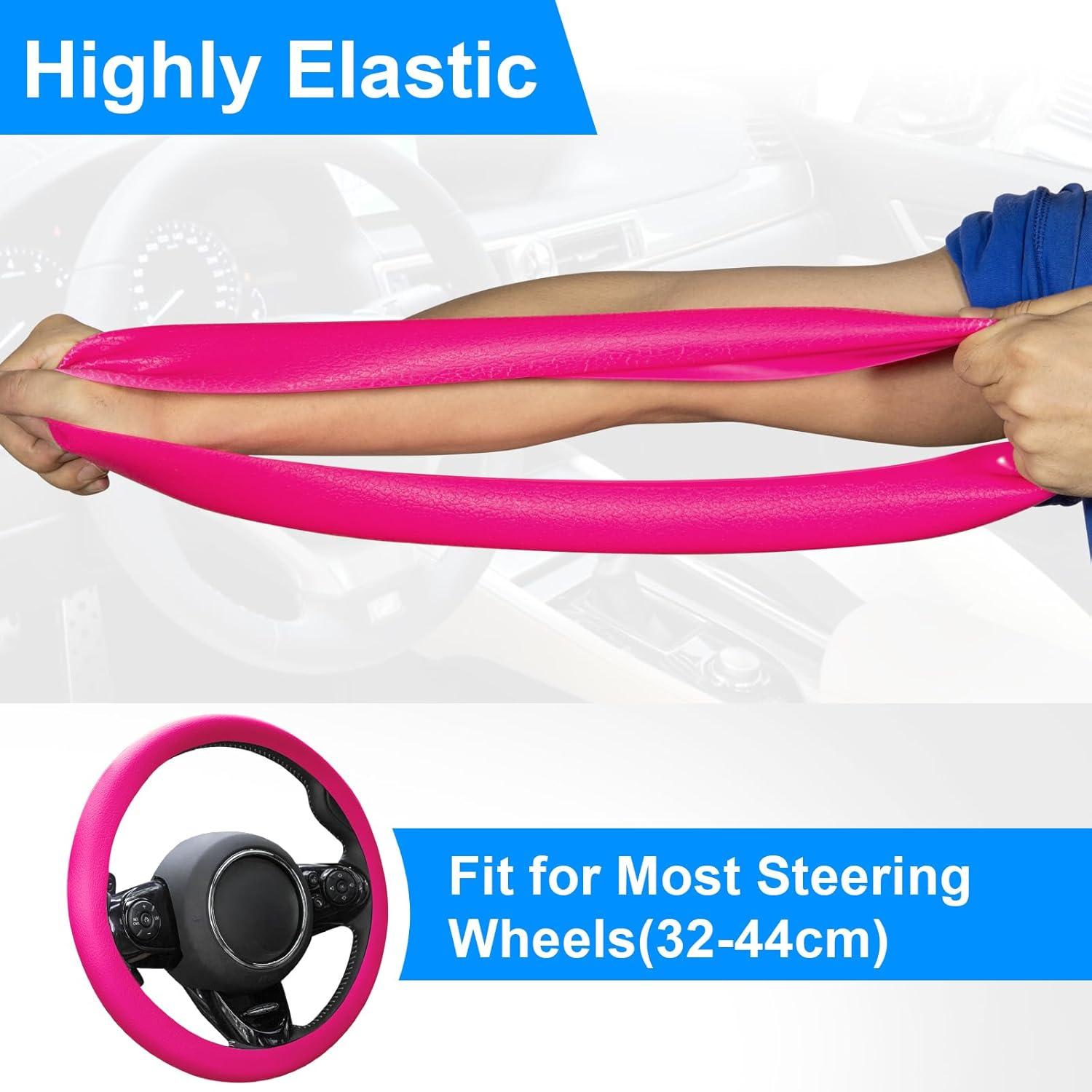 Cubierta de Volante de Silicona Rosa Spurtar 15 Pulgadas