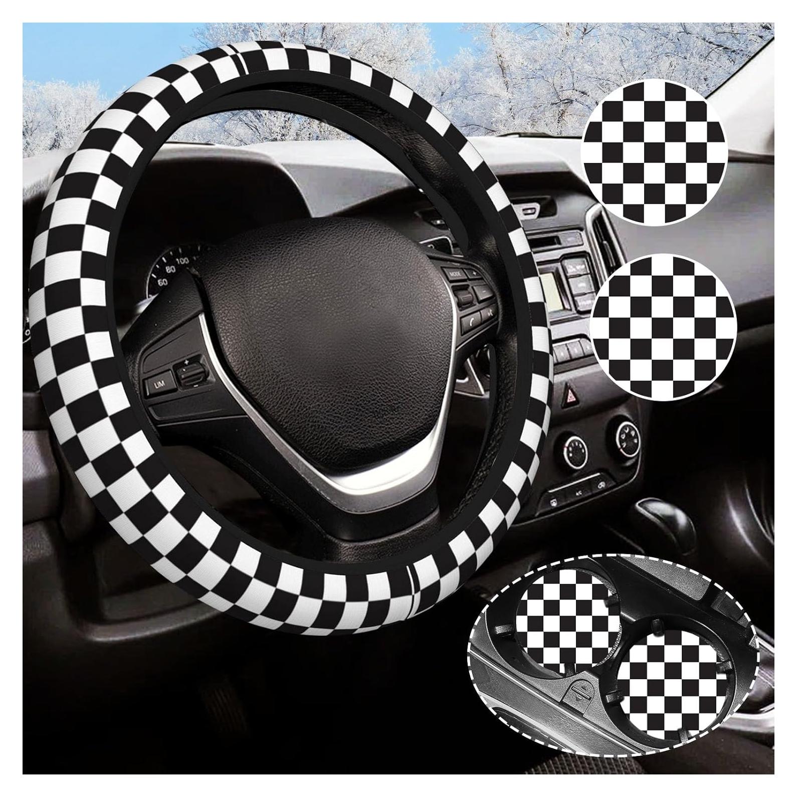 Cubierta de Volante Olemier Antideslizante 38.1 cm Cuadros