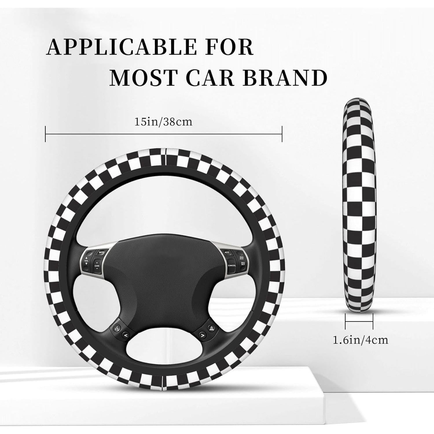 Cubierta de Volante Olemier Antideslizante 38.1 cm Cuadros