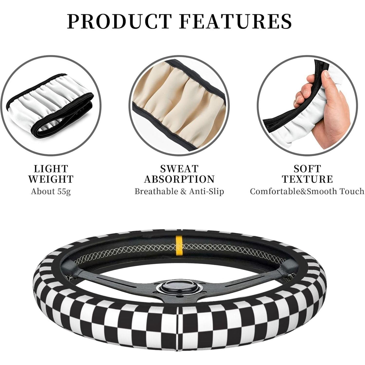 Cubierta de Volante Olemier Antideslizante 38.1 cm Cuadros