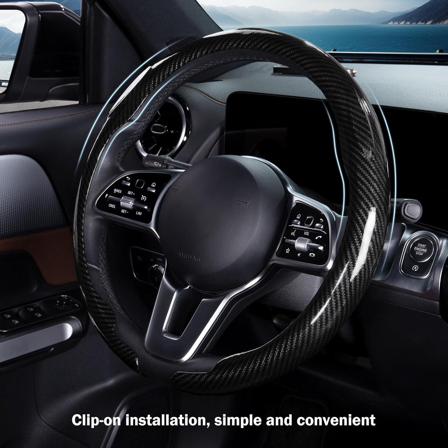 Cubierta de Volante de Coche Aotoyou Fibra de Carbono 37.5 cm