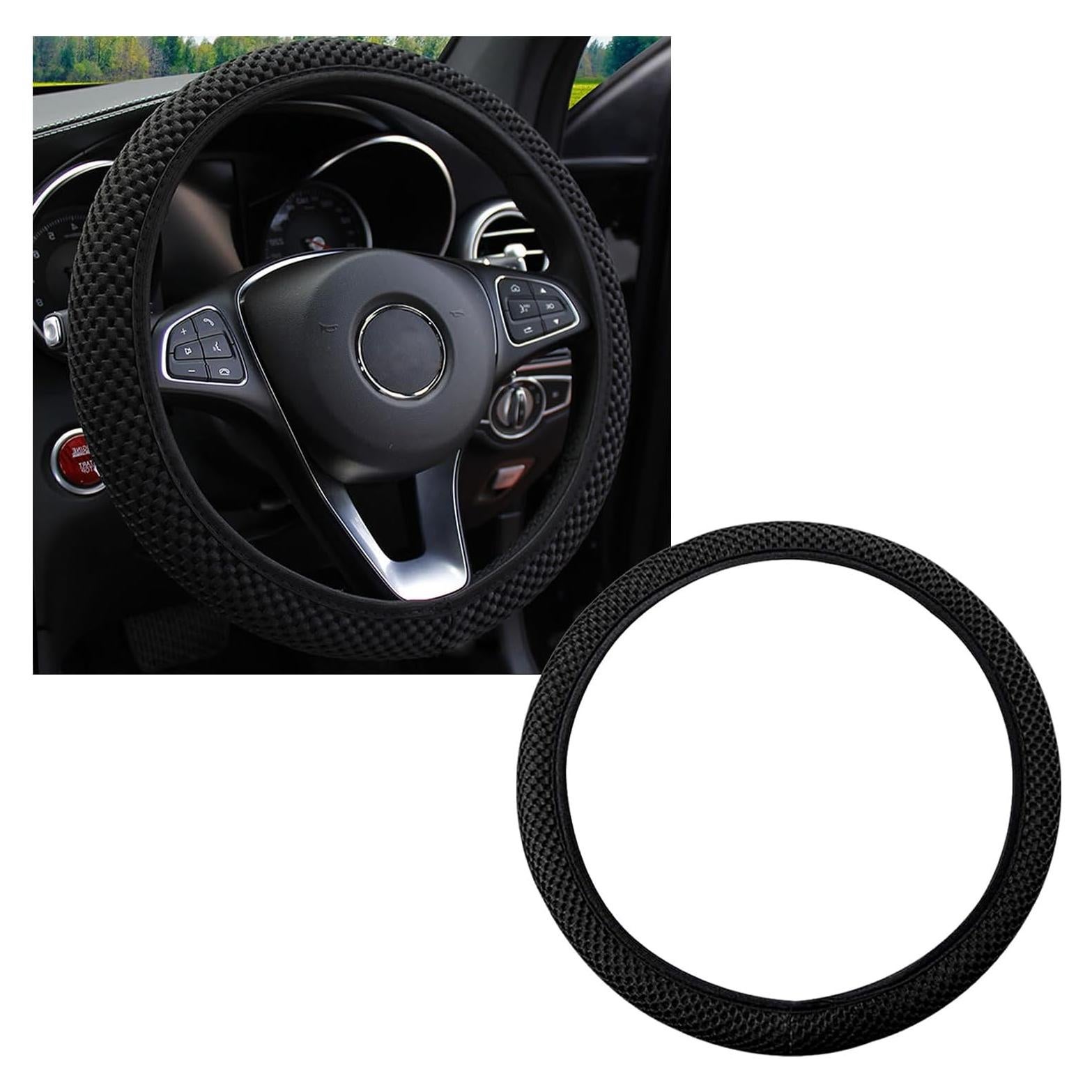 Funda de Volante Elástica Kewucn 37-39 cm Microfibra Negra