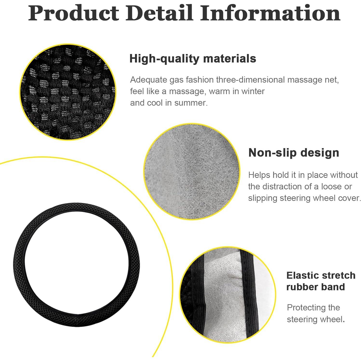 Funda de Volante Elástica Kewucn 37-39 cm Microfibra Negra