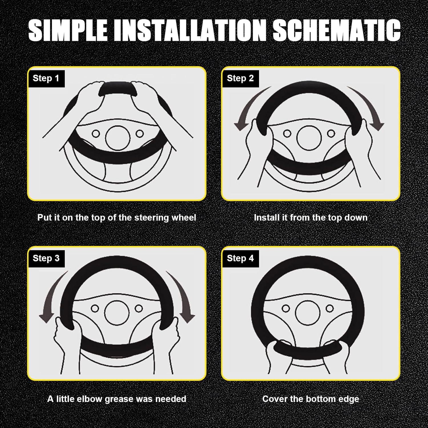 Funda de Volante Elástica Kewucn 37-39 cm Microfibra Negra