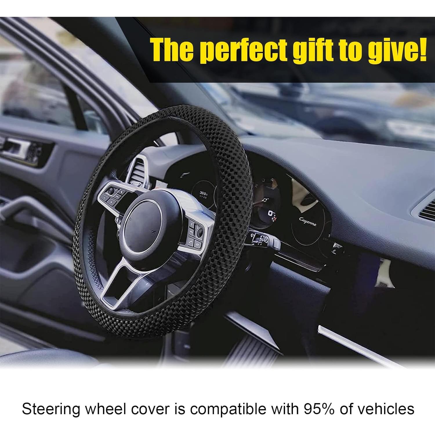 Funda de Volante Elástica Kewucn 37-39 cm Microfibra Negra