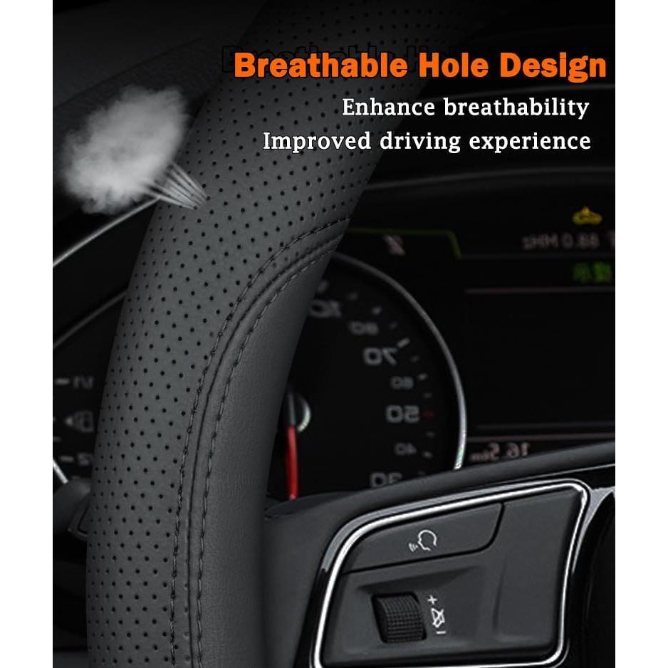 Cubierta de Volante SZYUCHEN para Acura 14.5-15" Cuero Negro