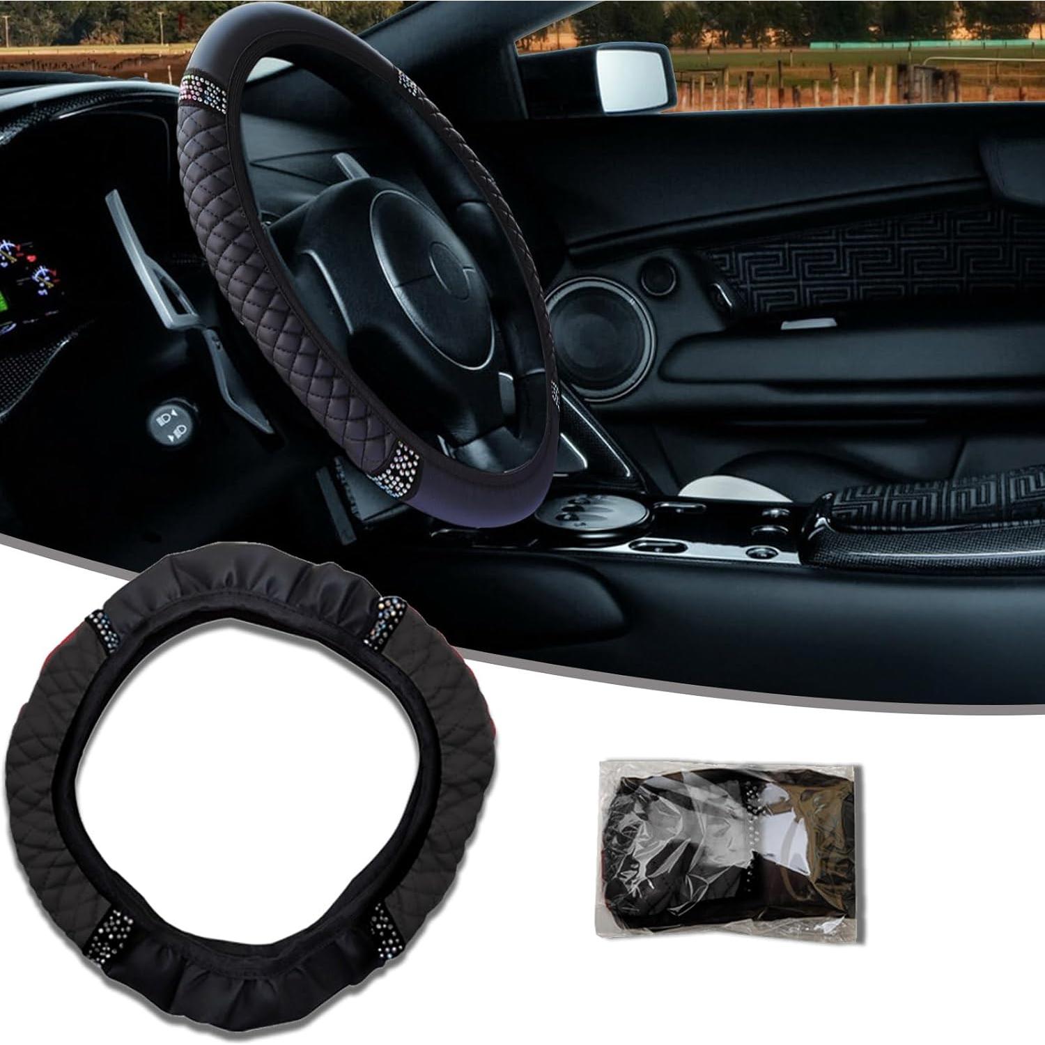 Cubierta de Volante Brillante Piburth 38 cm Antideslizante Negro