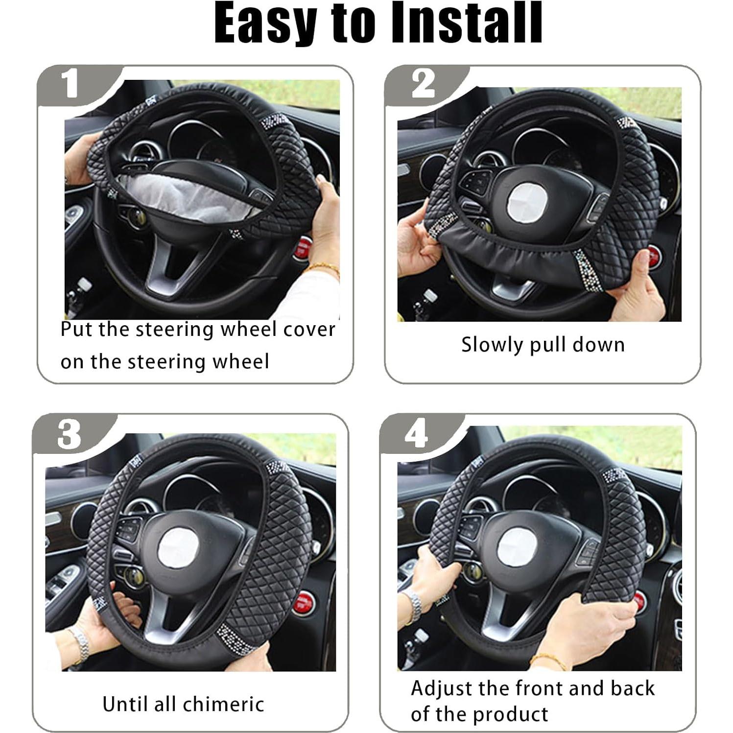 Cubierta de Volante Brillante Piburth 38 cm Antideslizante Negro