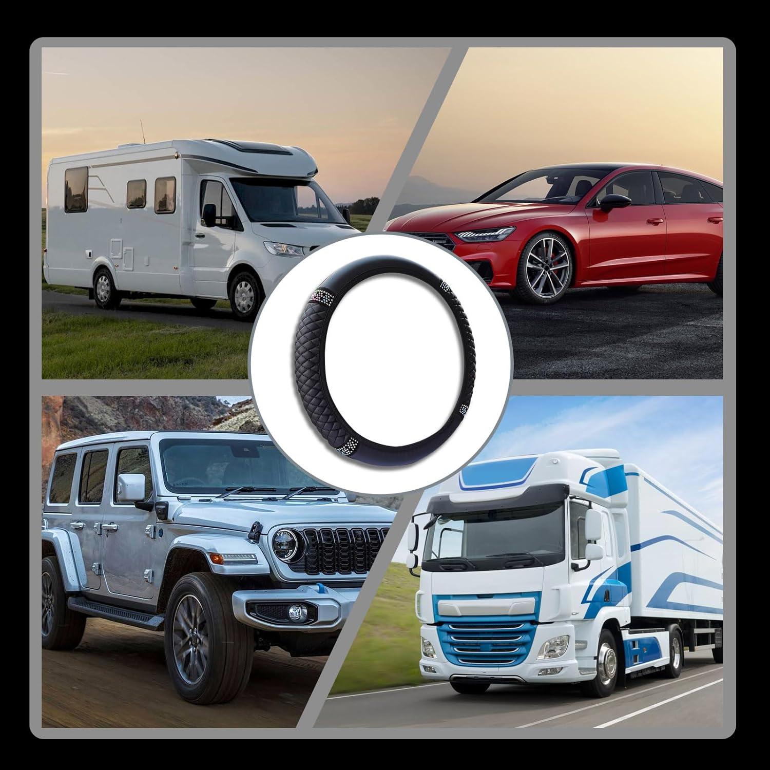 Cubierta de Volante Brillante Piburth 38 cm Antideslizante Negro