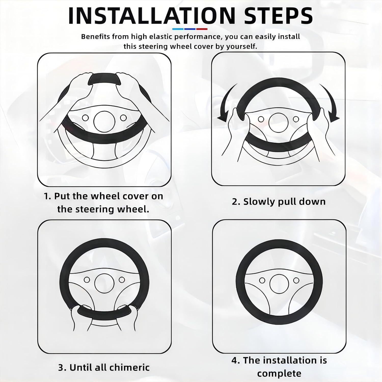 Cubierta de Volante de Cuero SZYUESU Amarillo 38cm Antideslizante