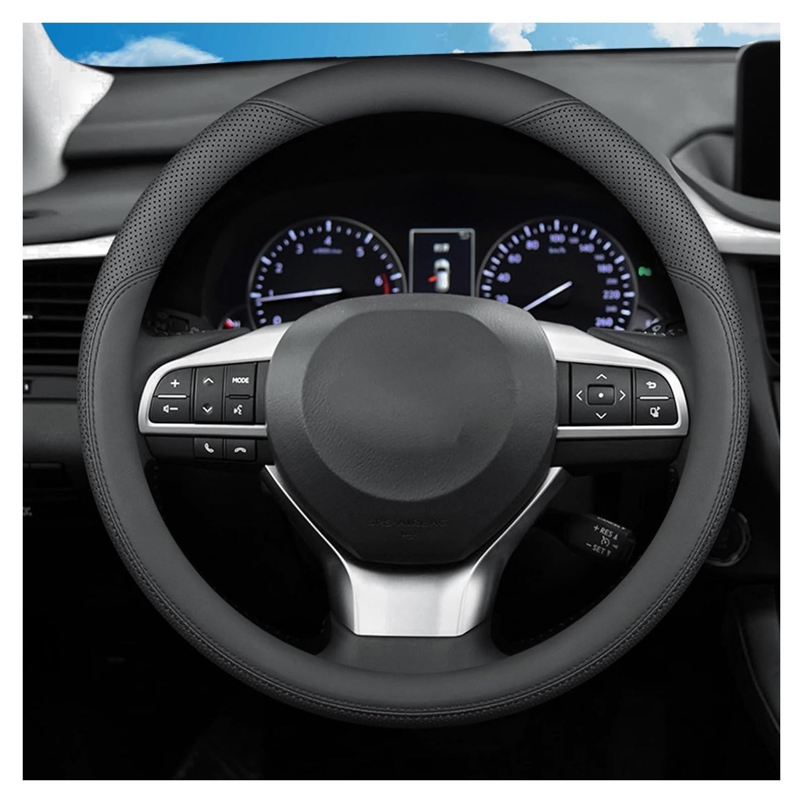 Funda de Volante SZYUCHEN para Lexus 14.5-15" Cuero Negro