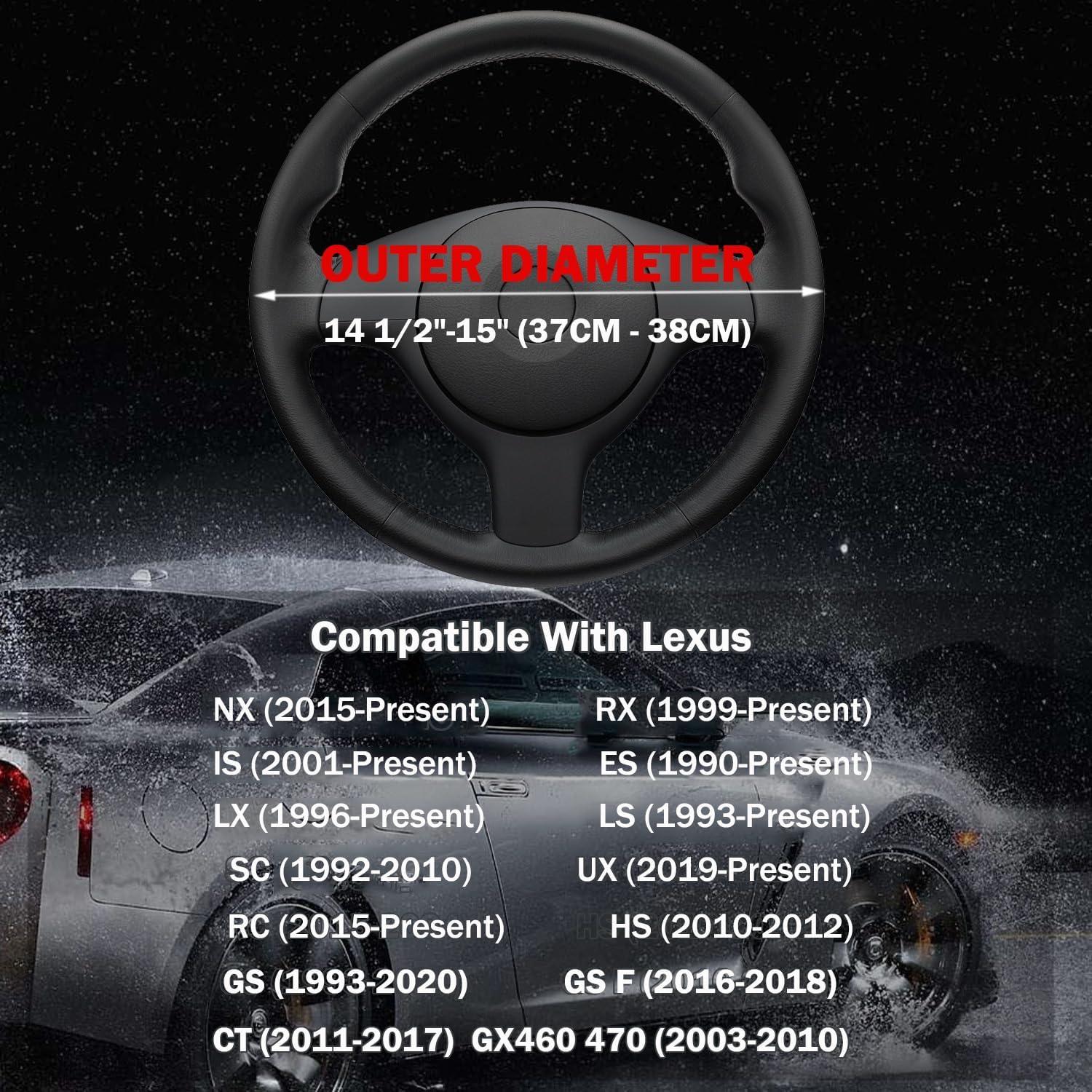 Funda de Volante SZYUCHEN para Lexus 14.5-15" Cuero Negro