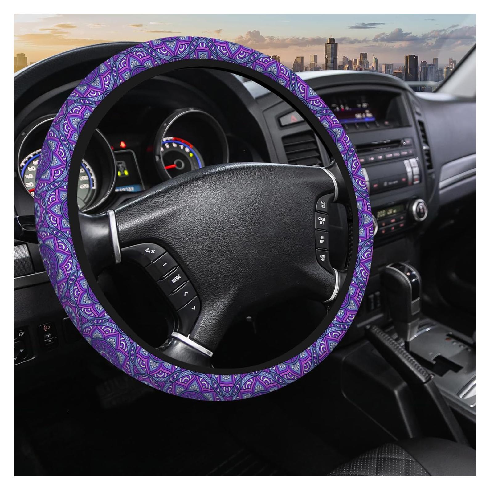 Cubierta de Volante Neopreno SISROW 15" Mandala Púrpura