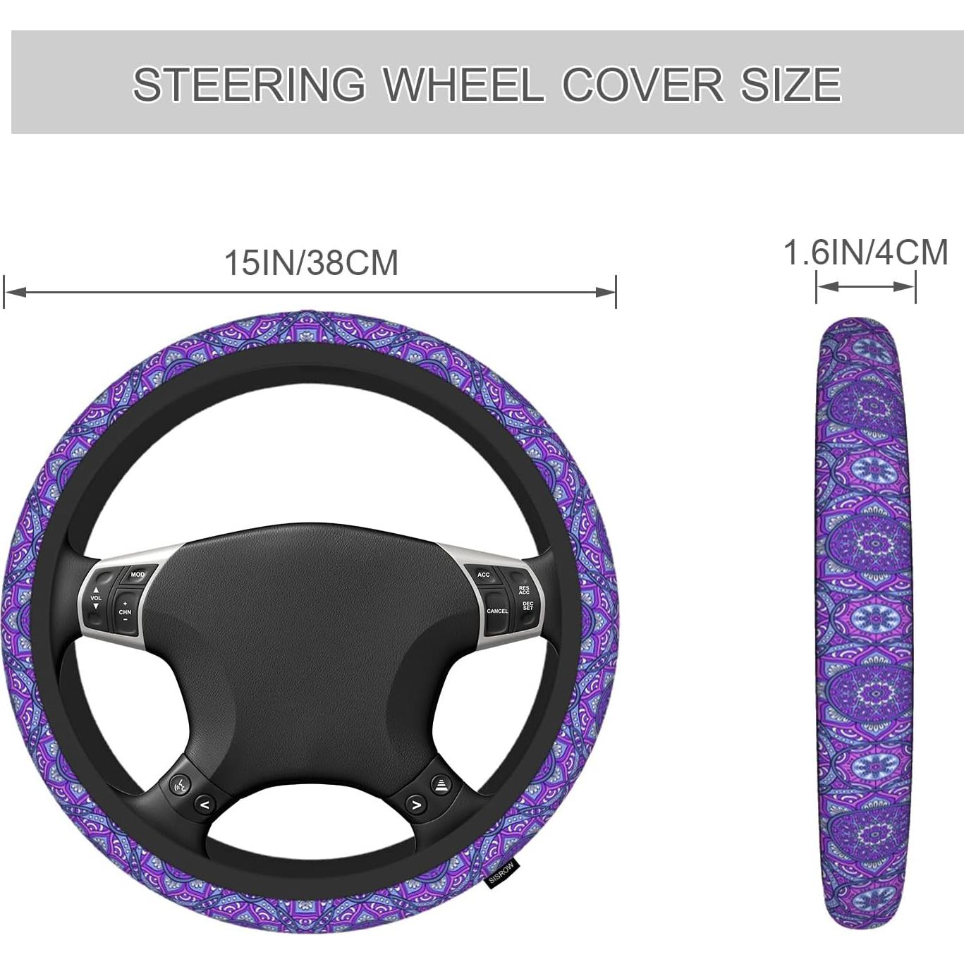 Cubierta de Volante Neopreno SISROW 15" Mandala Púrpura