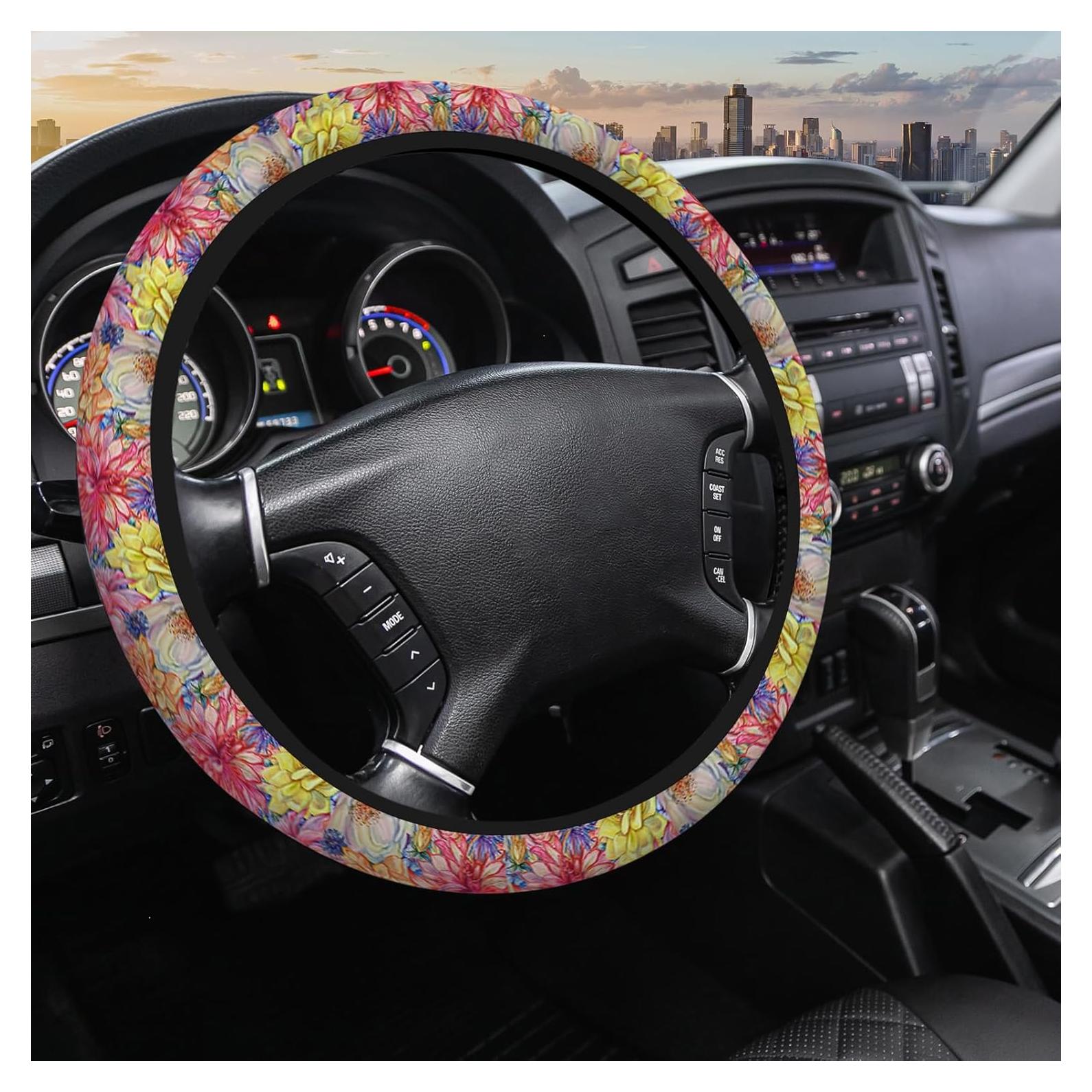 Cubierta de Volante Universal SISROW 15 Pulgadas Floral