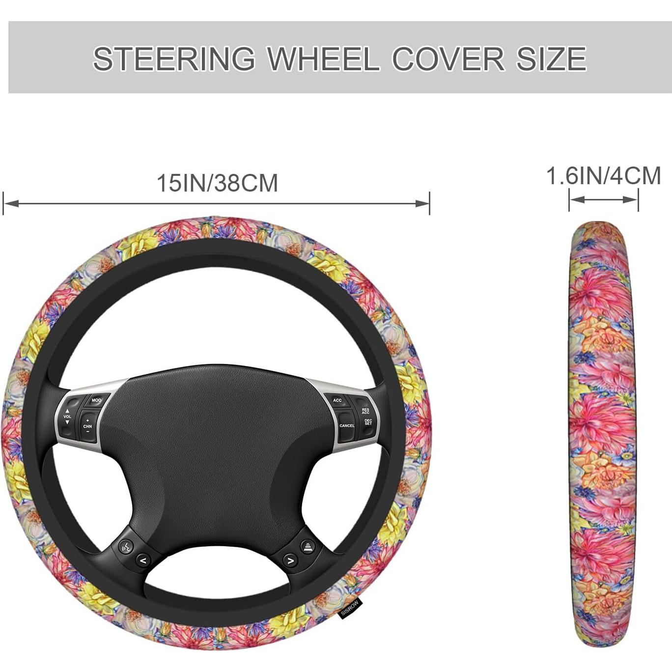 Cubierta de Volante Universal SISROW 15 Pulgadas Floral