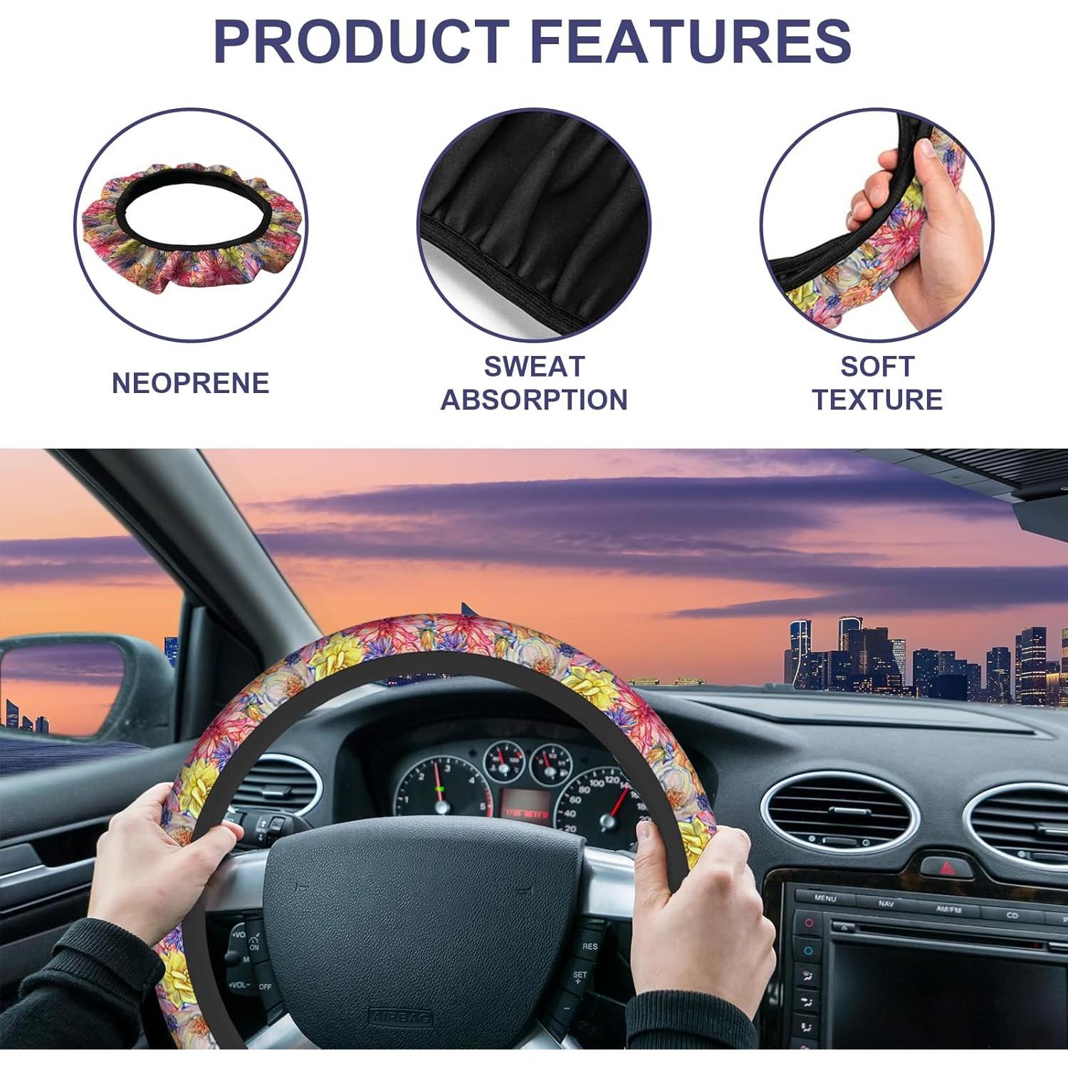 Cubierta de Volante Universal SISROW 15 Pulgadas Floral