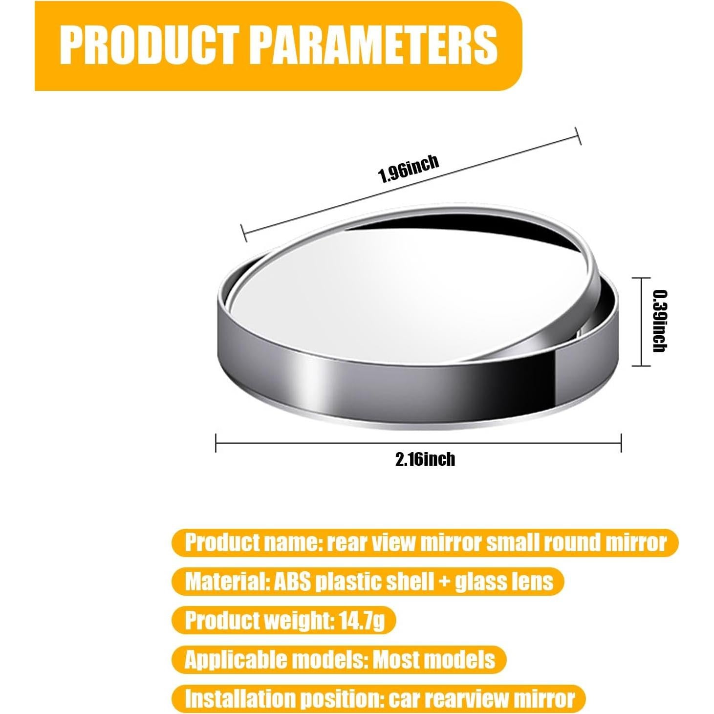 Espejos de Punto Ciego GKmow 2 PCS 5.5 cm Redondos Adhesivos