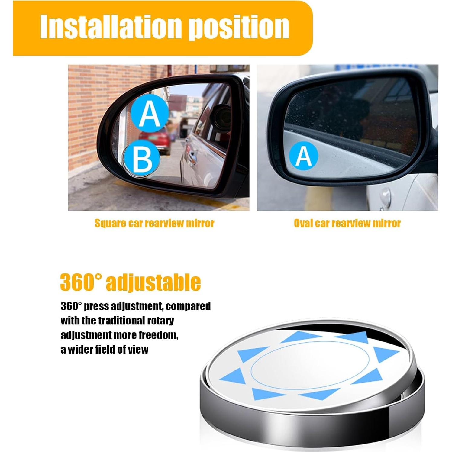 Espejos de Punto Ciego GKmow 2 PCS 5.5 cm Redondos Adhesivos